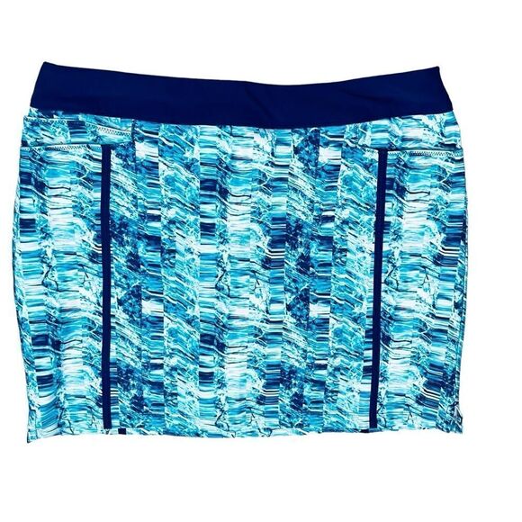 Adidas Activewear Golf Tennis Aqua Abstract Pull On Pockets Skirt Skort M NWOT - Picture 1 of 11
